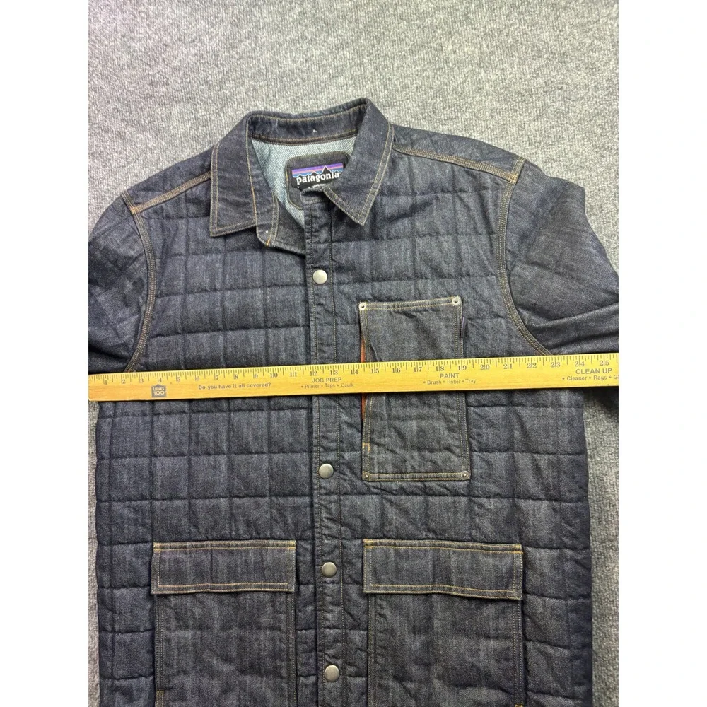 Patagonia Hopper Insulated Denim Jacket Mens Large Blue Organic Cotton Snaps